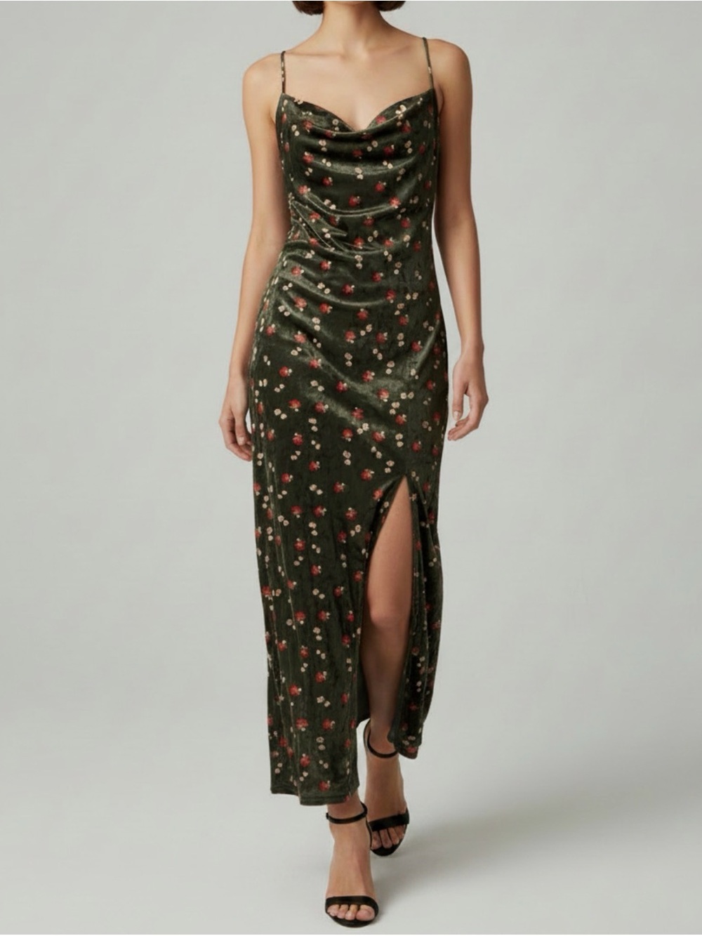 Cider Cowl Neck Side Slit Dress